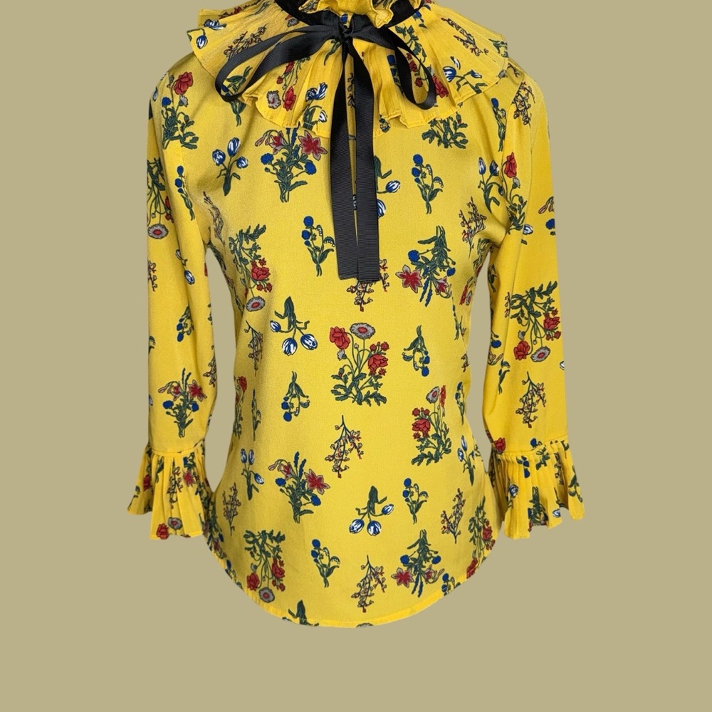 Acme Floral Yellow Ruffle Blouse - Picture 11 of 16